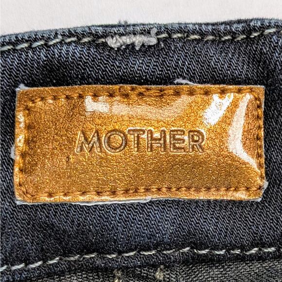 Mother Jeans Looker Womens 28 Charcoal Black Skinny High Waist Coffee Tea or Me - Picture 8 of 12